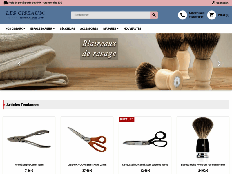 Screenshot du site : Ciseaux couture et manucure