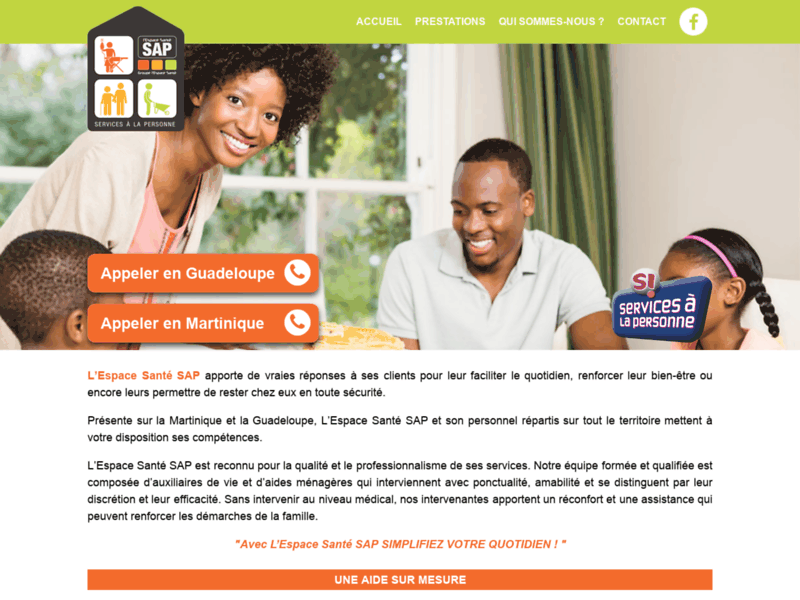 Screenshot du site : Service à la personne - L’Espace Santé SAP