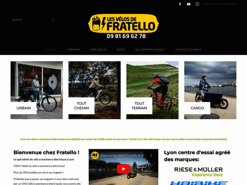 Screenshot du site : Les Vélos de Fratello