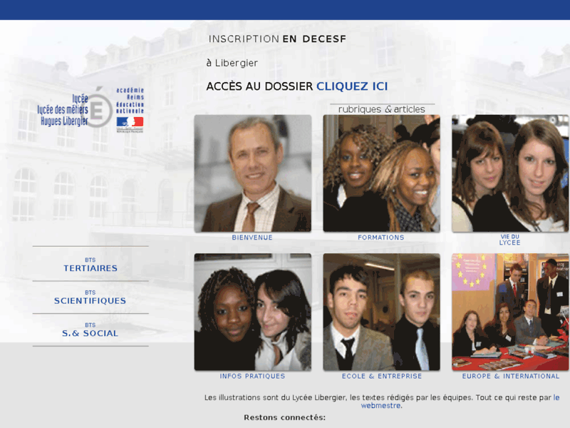 Screenshot du site : Lycée Hugues Libergier - Reims