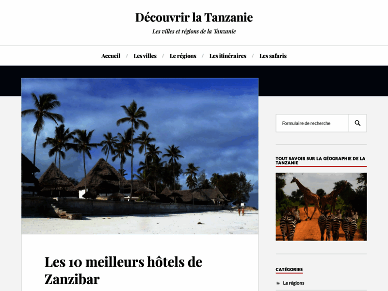 Screenshot du site : Découvrir la Tanzanie