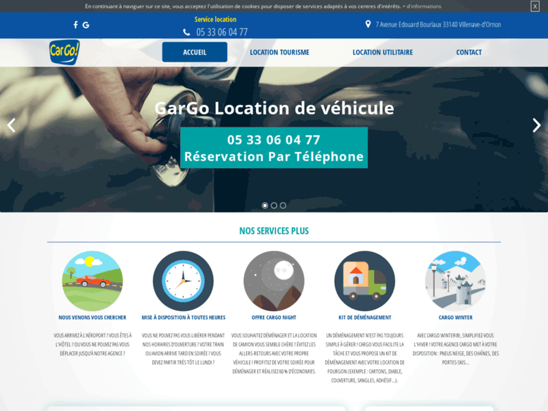 Screenshot du site : Service de location de voiture à Villenave d'ornon