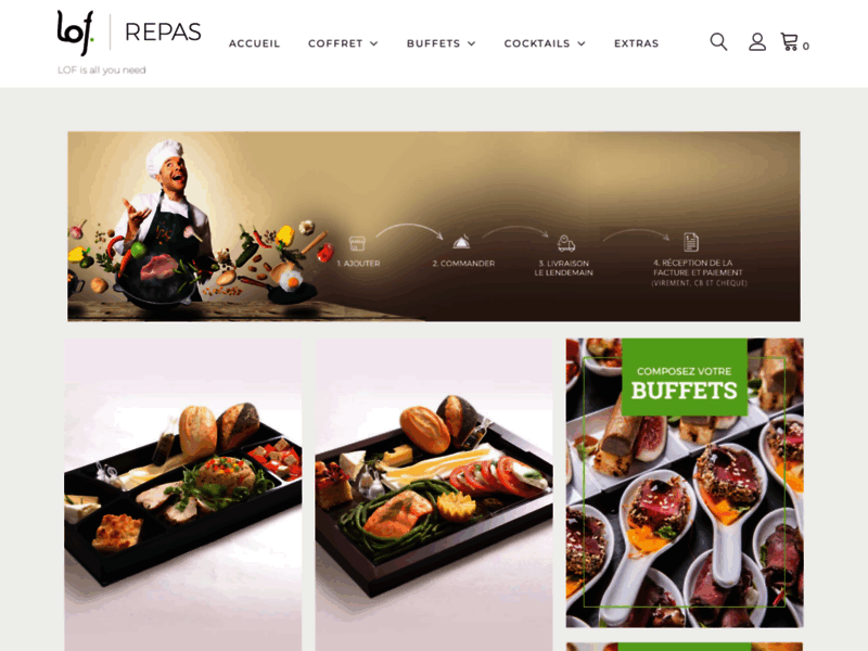 Screenshot du site : Traiteur plateau repas à Paris