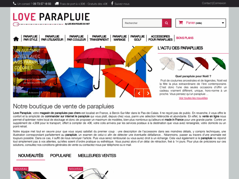 Screenshot du site : Love parapluie