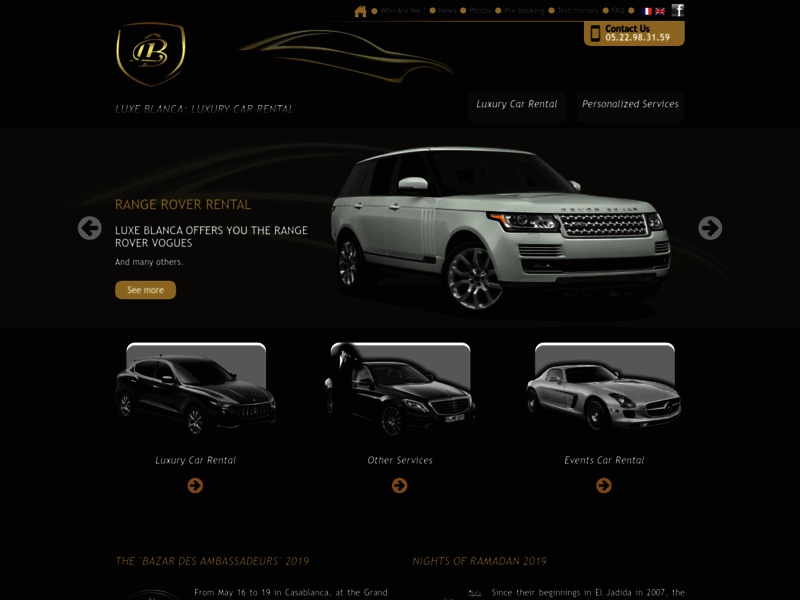 Website's screenshot : Luxury Car Rental in Casablanca