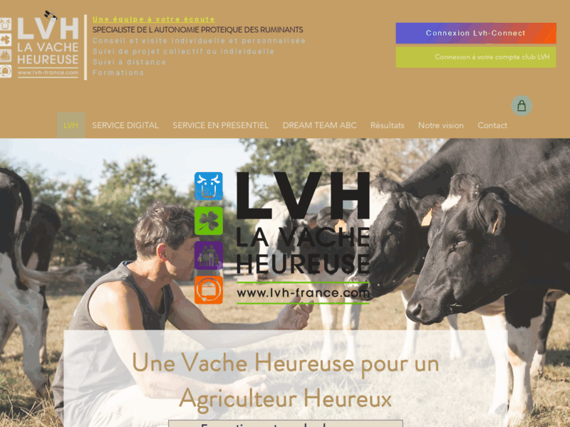 Screenshot du site : La Vache Heureuse - agriculture autonome