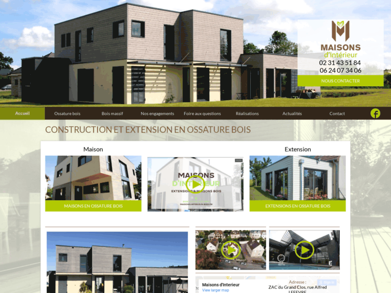 Screenshot du site : Maisons d'Intérieur, maisons en bois à Caen