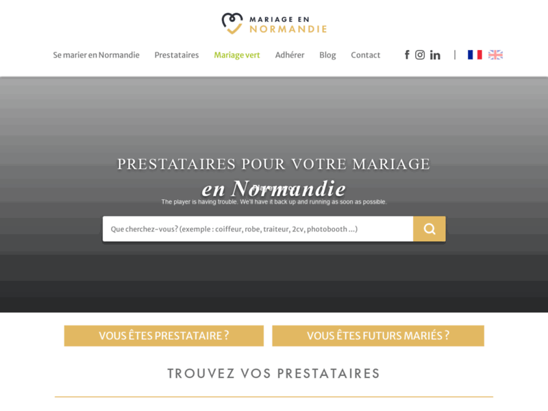 Screenshot du site : Mariage en Normandie - traiteurs de mariage