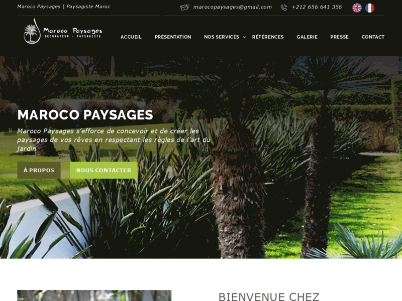 Screenshot du site : Maroco Paysages | paysagiste Marrakech maroc