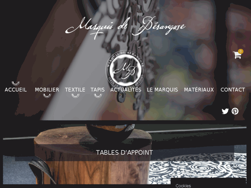Screenshot du site : Meuble design haut de gamme : Marquis de Bérangose
