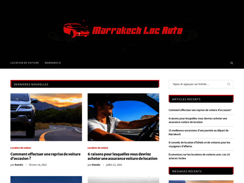 Screenshot du site : Location voiture moins cher à Marrakech au Maroc