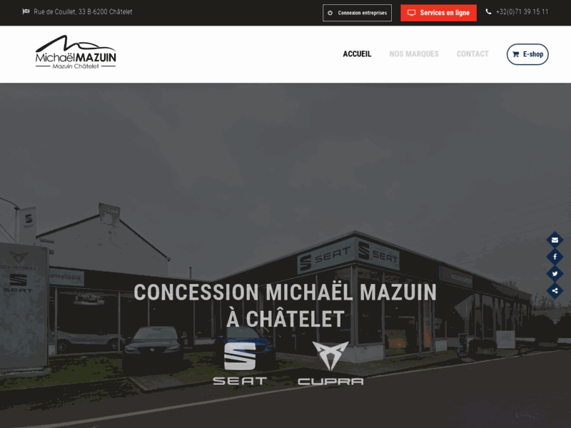 Screenshot du site : Concessionnaire Volkswagen Mazuin à Châtelet