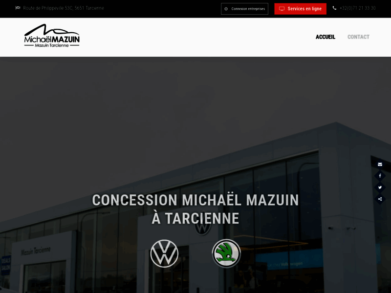 Screenshot du site : Concession Volkswagen Mazuin à Nalinnes