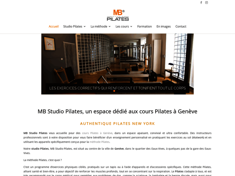 Screenshot du site : Méthode Pilates
