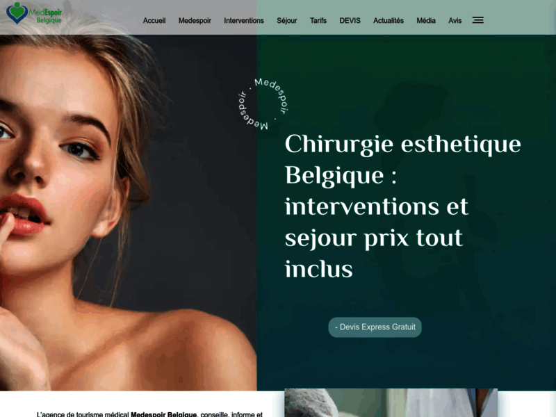Screenshot du site : Medespoir chirurgie esthetique Tunisie
