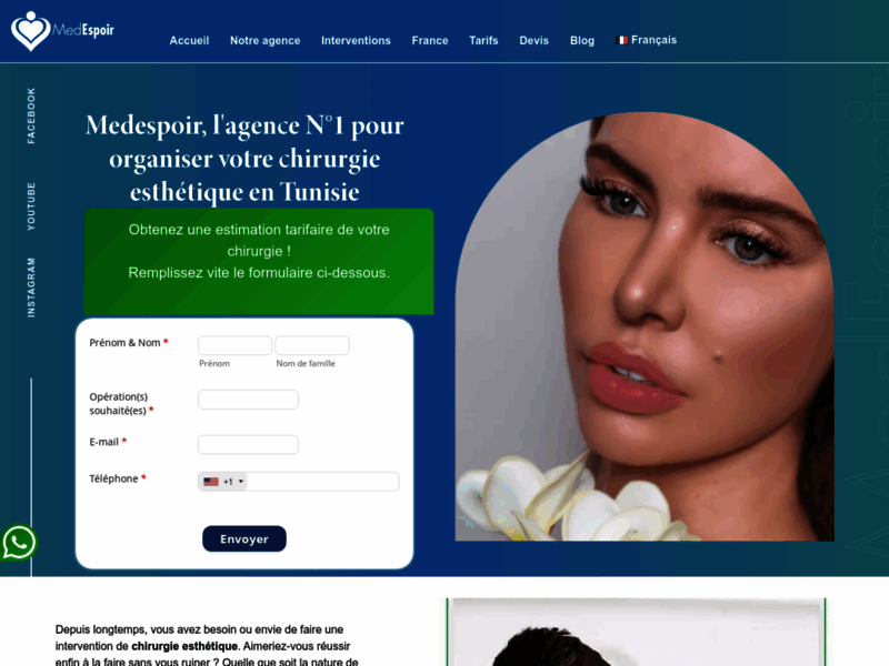 Screenshot du site : Clinique esthetique Tunisie