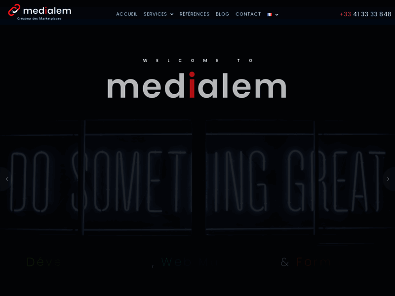 Screenshot du site : Medialem agence spécialisée création Marketplace