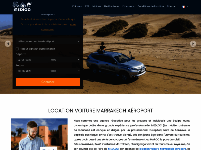 Screenshot du site : medloc-maroc location de voiture