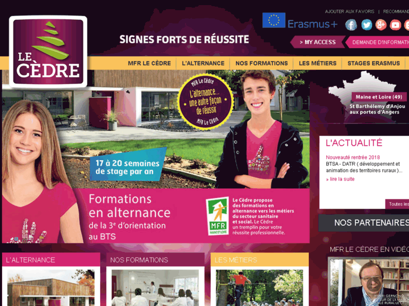 Screenshot du site : Maison familiale Le cèdre en Maine et Loire