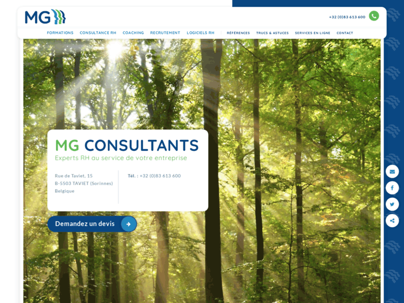 Screenshot du site : MG Consultants, experts RH