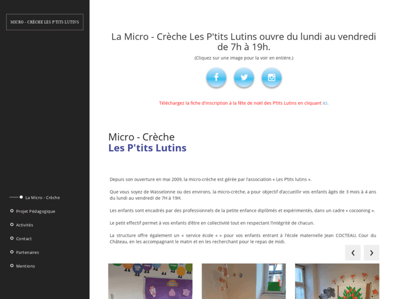 Screenshot du site : Micro - Crèche les P'tits Lutins Wasselonne