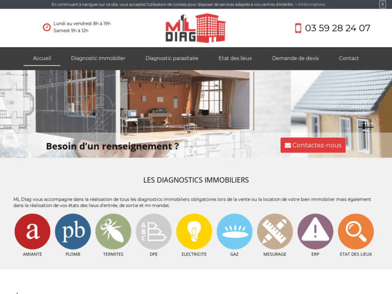 Screenshot du site : Diagnostic immobilier dans le 59