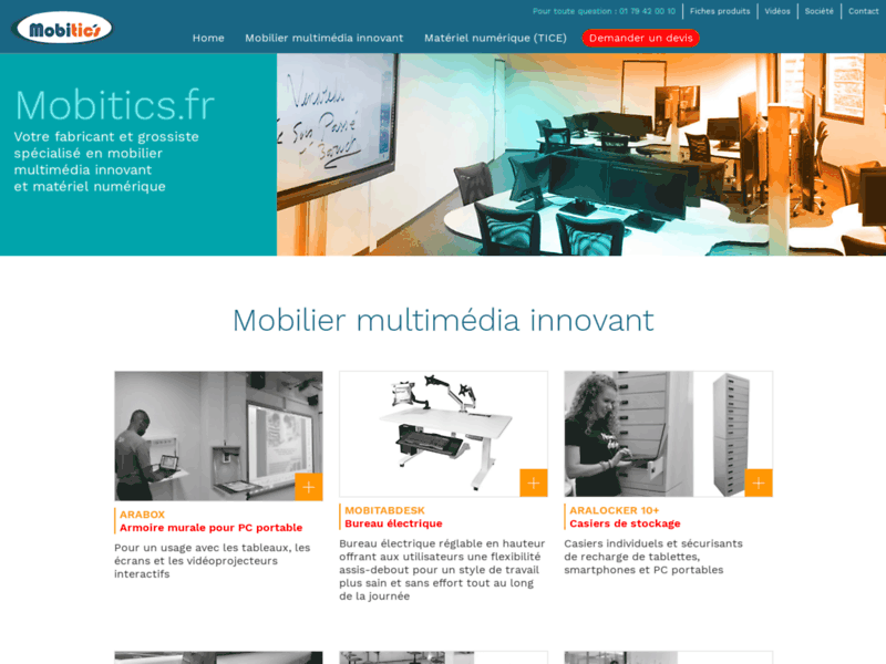 Screenshot du site : Grossiste- fournisseur de classes mobiles