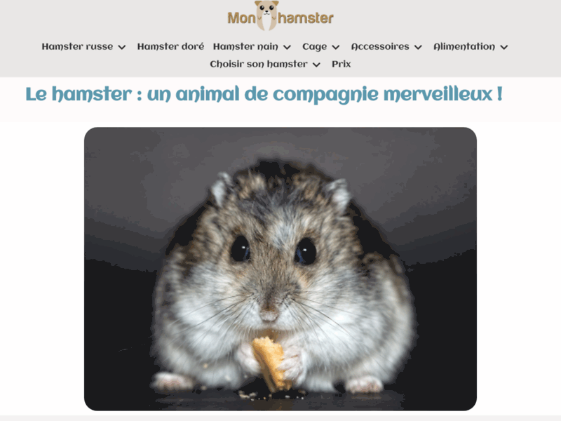 Screenshot du site : Le hamster, un merveilleux rongeur