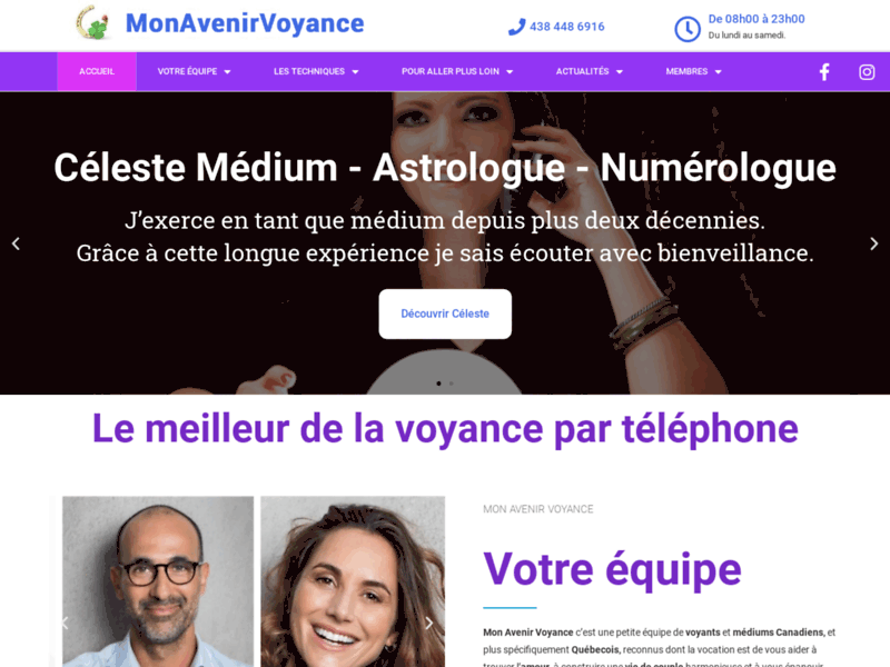 Screenshot du site : Mon Avenir Voyance Quebec