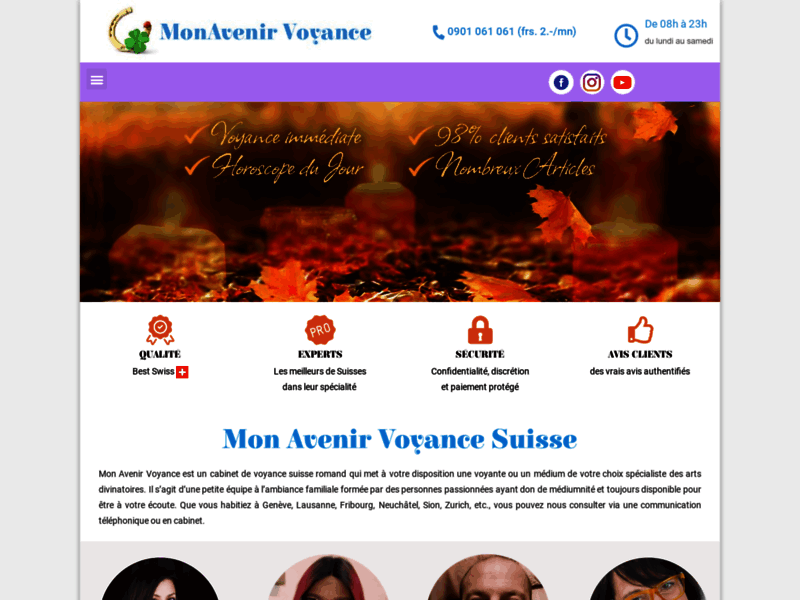 Screenshot du site : Mon Avenir Voyance Suisse