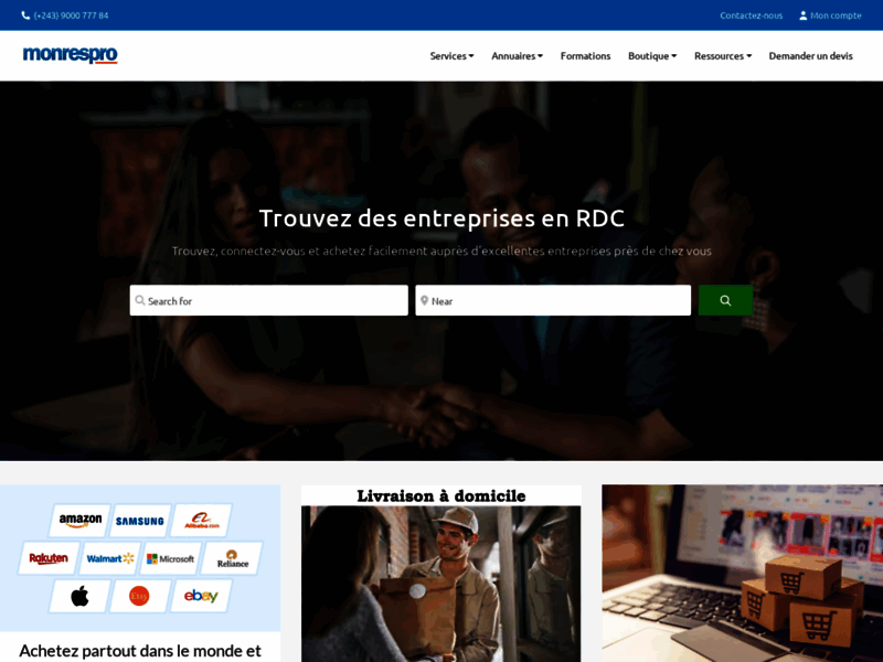 Screenshot du site : Site de vente en ligne en Afrique