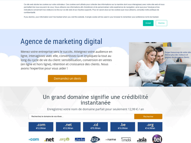 Screenshot du site : Agence de référencement en Belgique