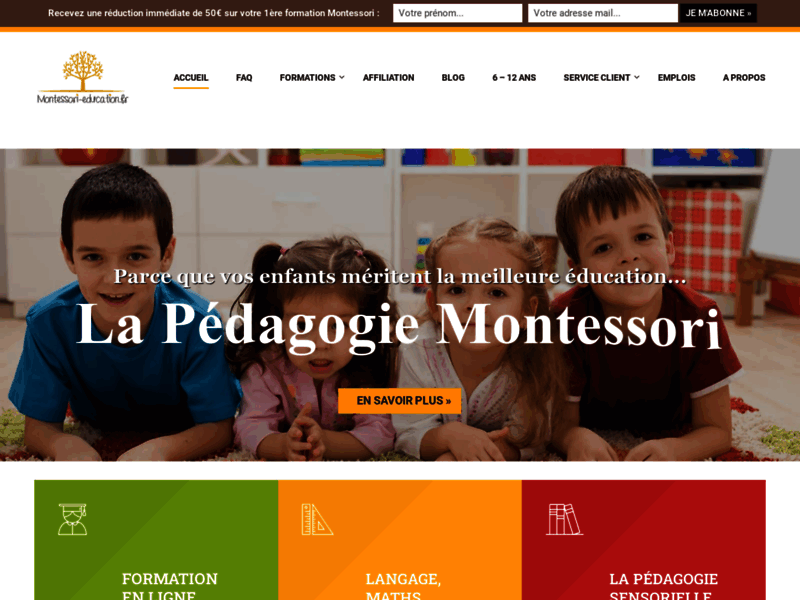 Screenshot du site : Montessori Education