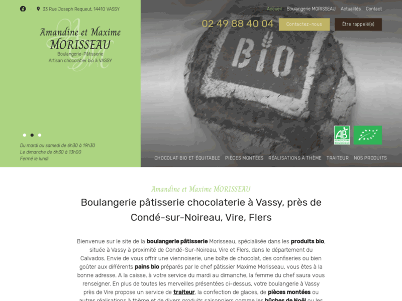 Boulangerie pâtisserie chocolaterie bio à Vassy, Vire | MORISSEAU