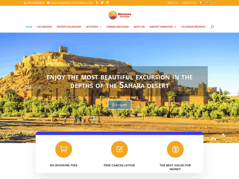 Screenshot du site : Morocco City Breaks