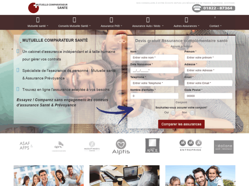 Screenshot du site : Devis mutuelle santé - Comparez en ligne