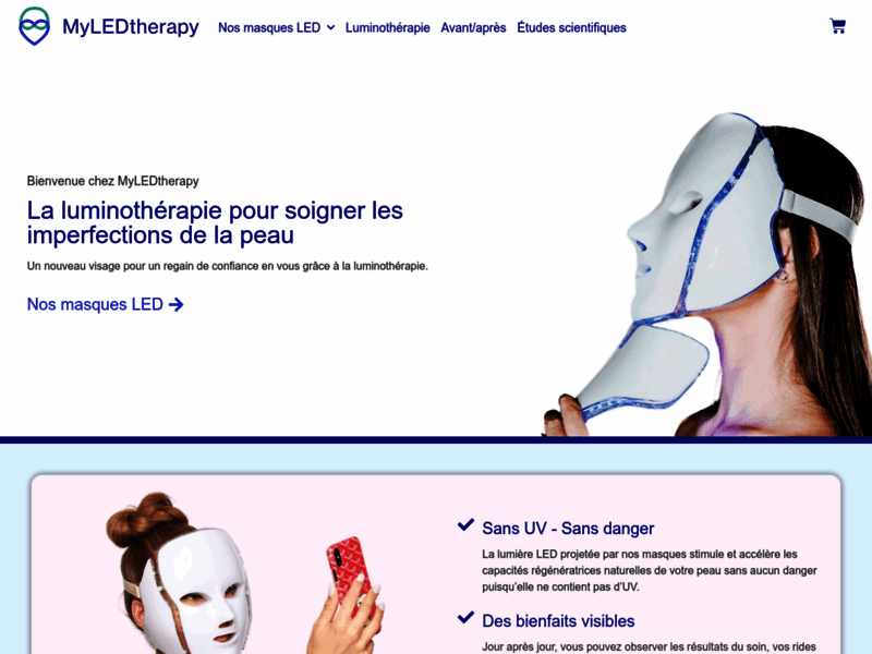 Screenshot du site : Masque LED