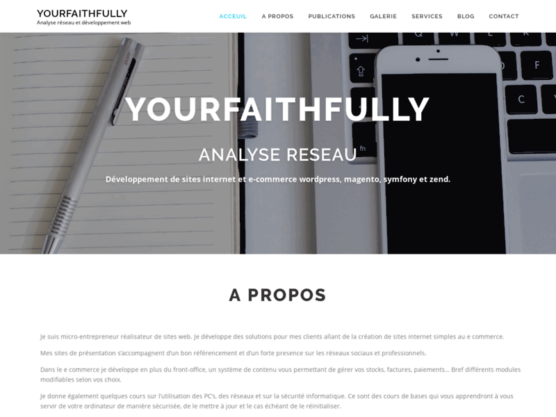 Screenshot du site : Yourfaithfully - Analyse réseau et développement w