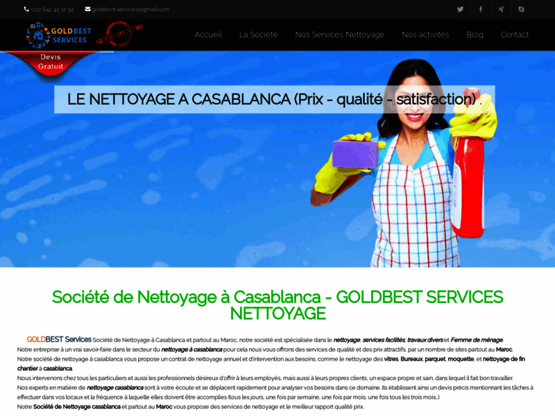 Screenshot du site : Société de Nettoyage casablanca Maroc
