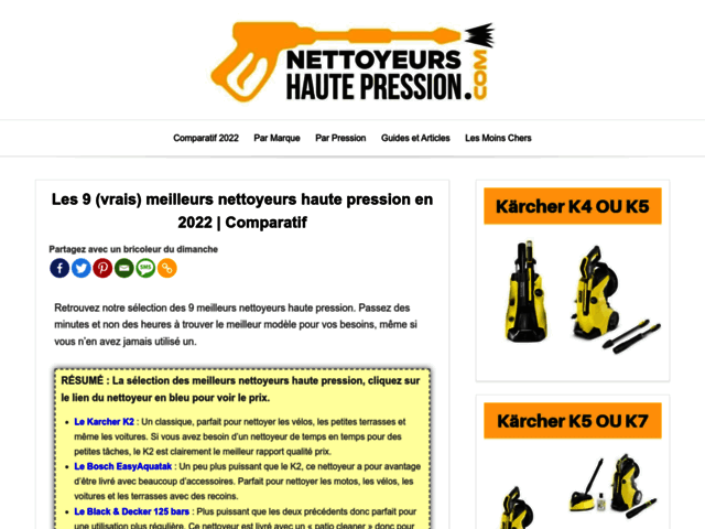 Comparateur Nettoyeur Haute Pression