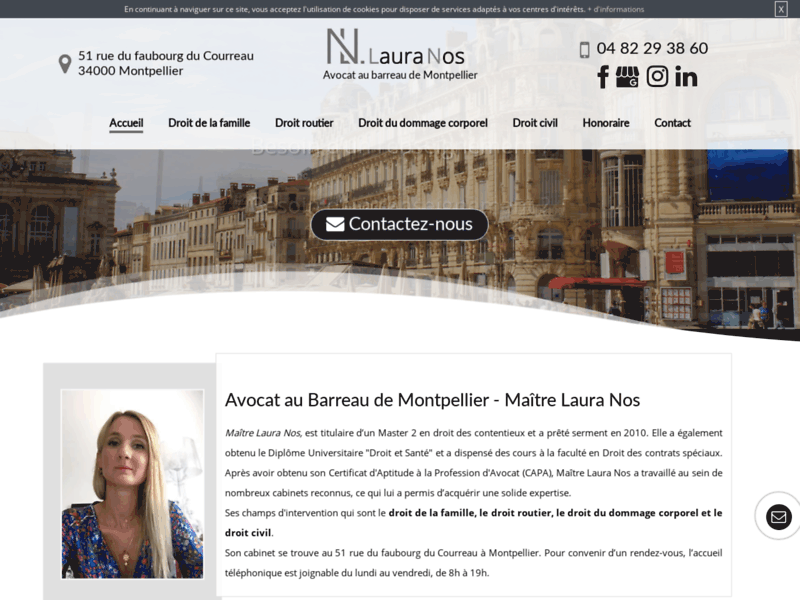 Screenshot du site : Trouver un avocat en droit civil à Montpellier