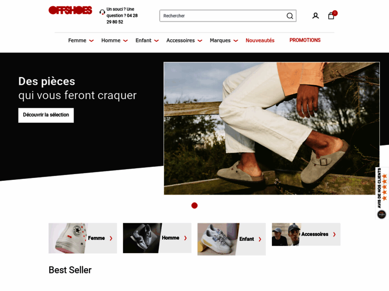 Screenshot du site : Offshoes : Leader des chaussures de marque Promo