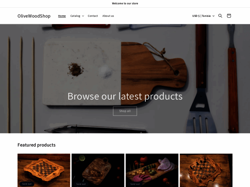 Site screenshot : Handmade olive wood products from Tunisia