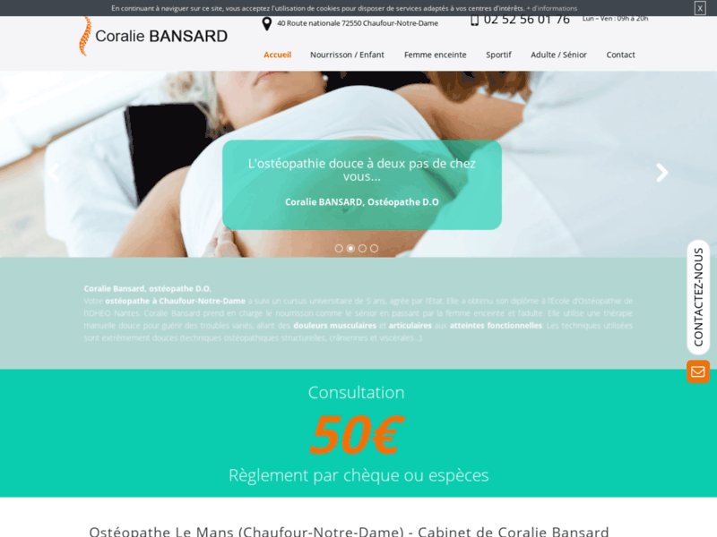 Screenshot du site : Votre ostéopathe pour enfant au Mans
