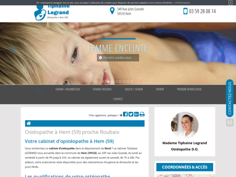 Screenshot du site : Osteopathe pour nourrisson à Roubaix
