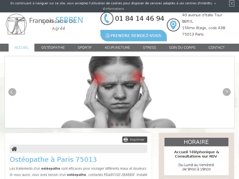 Screenshot du site : Votre ostéopathe acupuncteur à Paris 13