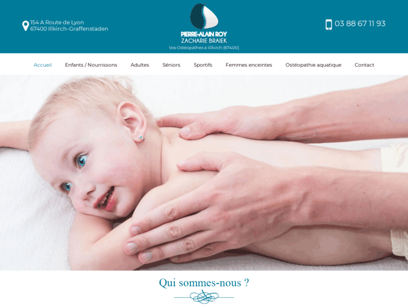 Screenshot du site : cabinet d'ostéopathe pour nourrisson à illkirch