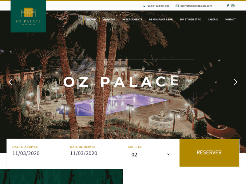 Screenshot du site : Kasbah de Luxe Ouarzazate