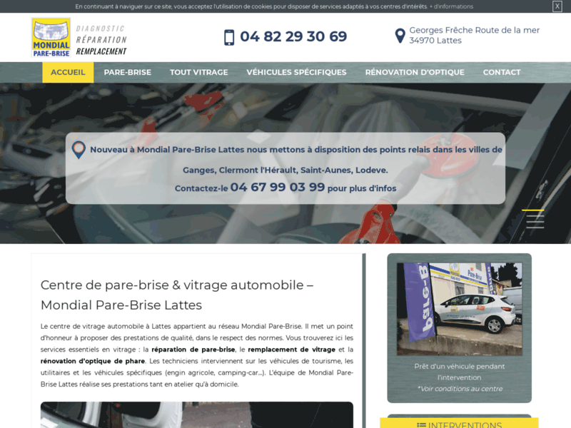 Screenshot du site : Centre de pare-brise & vitrage à Lattes
