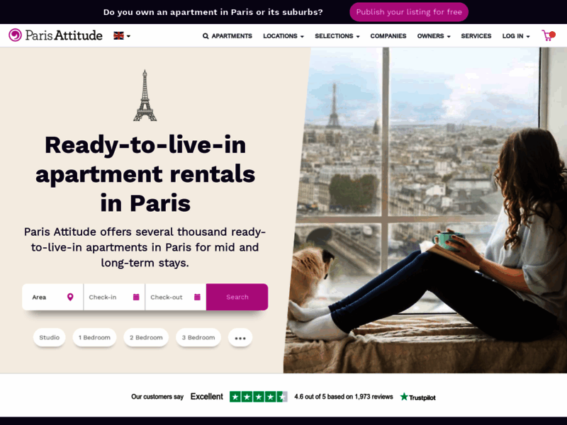 Site screenshot : Furnished Rentals in Paris with Paris Attitude
